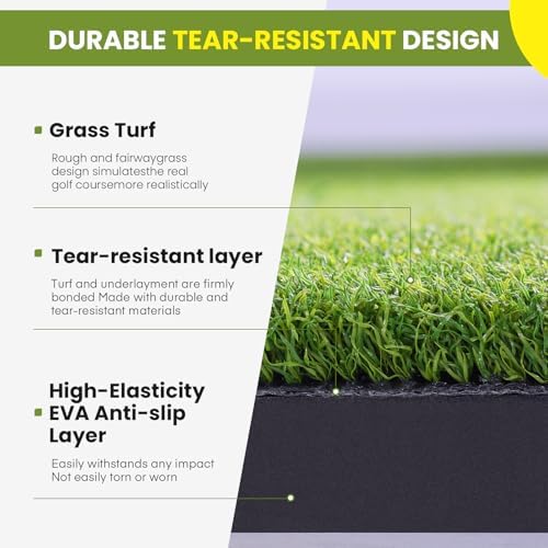 5x4ft & 6x4ft Extra Large Golf Hitting Mat, 26mm Thick Tri-Turf Golf Practice - Image 4