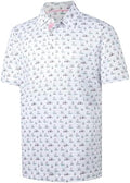 Mens Golf Shirt Short Sleeve Dry Fit Print Moisture Wicking Performance by FTFENTENG