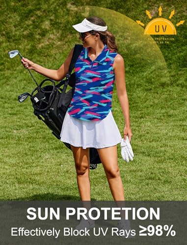 PINSPARK Golf Shirts for Women Sleeveless 1/4 Zip Tennis Polo - Image 4