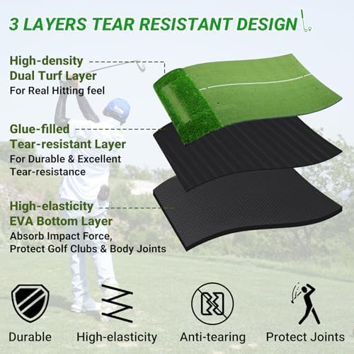 Neoaider Elite Dual-Turf Golf Hitting Mat, 5x4ft/6x4ft Golf Mat - Image 3