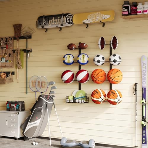 8 Tier Detachable Wall Mounted Basketball Rack, Vertical/Horizontal Football - Image 6