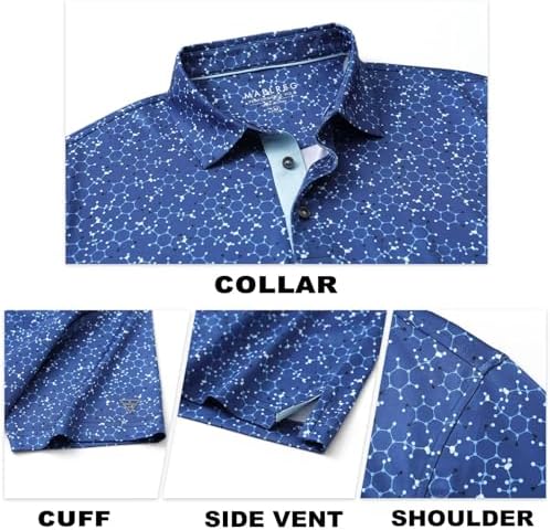 M MAELREG Mens Golf Shirt Short Sleeve Dry Fit Print Moisture Wicking - Image 6
