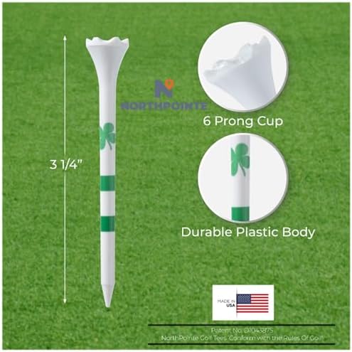 NorthPointe Four Leaf Clover/Shamrock 3 ¼” Plastic Golf Tees - Image 4