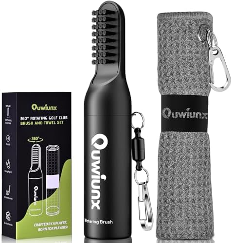 Golf Club Cleaner Brush with Water, Rotating Cover and 4 oz Bottle by Quwiunx