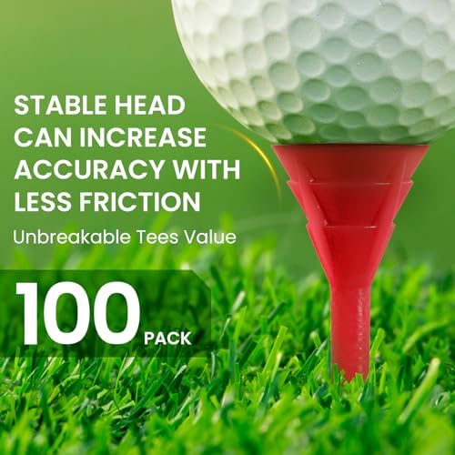 FINGER TEN Unbreakable Golf Tees Plastic 3 1/4 inch 50/100 Pack - Image 2