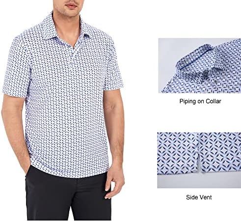 Alex Vando Mens Golf Shirt Moisture Wicking Print Performance Polo Shirt - Image 3