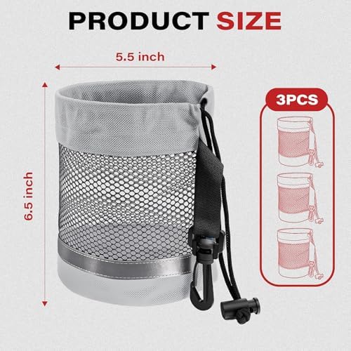 3PCS Mesh Golf Ball Bags with Reflective Strip, Nylon Bag - Image 3