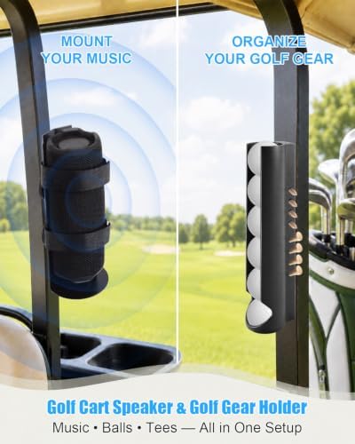 Magnetic Golf Cart Speaker Mount & Ball Holder Set, Tee Storage Rack - Image 2