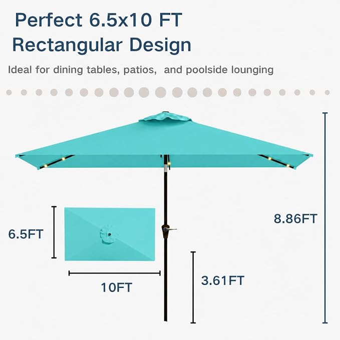 6.5 x 10ft Rectangular Patio Umbrella - Image 3