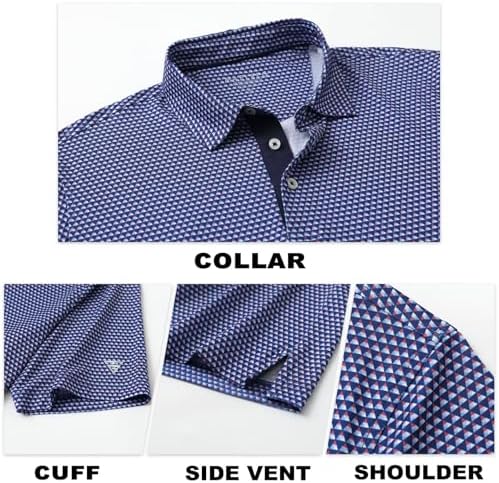 M MAELREG Mens Golf Shirt Short Sleeve Dry Fit Print Moisture Wicking - Image 6