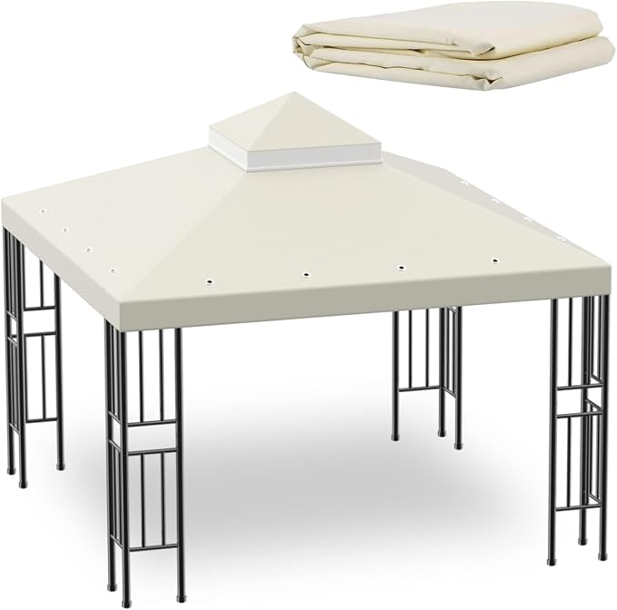 Sumfaller 10x10 FT Gazebo Replacement Canopy Top Cover | Double Tiered Canopy by Unknown
