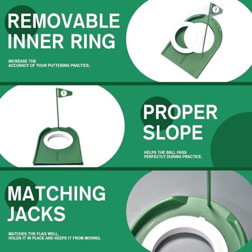 9 Pack Golf Putting Cups with Flags, Plastic Golf Training Aids with Golf Ball - Image 5