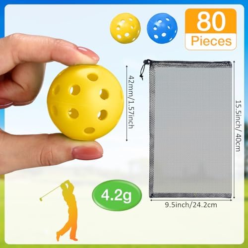 MiniInflat 80 Pcs Practice Golf Balls Plastic 42mm - Image 3