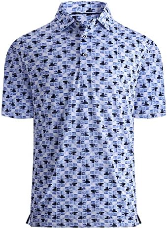 Alex Vando Mens Golf Shirt Moisture Wicking Print Performance Polo Shirt by AlexVando