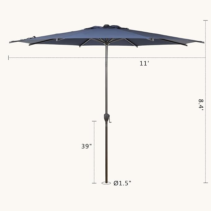 Abba Patio 11FT Lyon Outdoor Patio Umbrella Outdoor Table Umbrella - Image 7