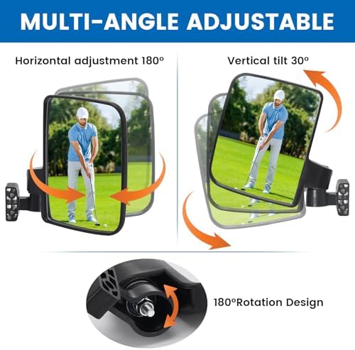 Golf Cart Folding Mirrors, No Drilling Side Rear View Mirrors - Image 3