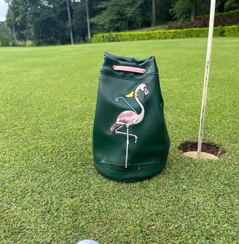 Golf Valuables Pouch with Embroidery, Leather Drawstring Golf Tee Ball Bag - Image 2