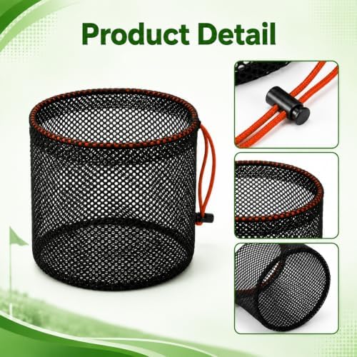 6 Pack Mesh Ball Bag with Drawstring, Golf Ball Bag - Image 3