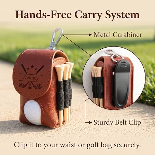 Personalized Leather Golf Ball Pouch – Custom Name or Initials – Portable Golf - Image 6