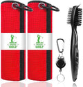 2 Pack Golf Towels with Club Brush, Microfiber Waffle Cleaning Set by ATTRACTIVE