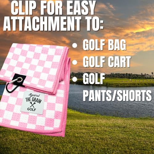 Against The Grain Microfiber Pink Golf Towel - Image 2