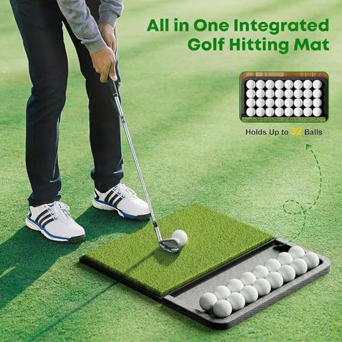 Golf Hitting Mat with Integrated Ball Tray, Foldable Golf Practice Mat with - Image 2