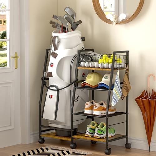 DAOUTIME Golf Bag Stand with Wheels, Golf Bag Organize by DAOUTIME