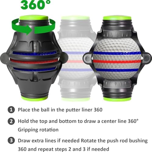 1Pack 360° Triple Line Golf Ball Marker Stencil Alignment Tool - Image 3
