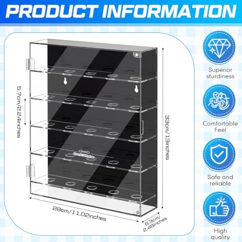 SiliFine Acrylic Golf Ball Display Case, 5-Tier Wall Mounted Holder - Image 4