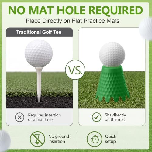 Foilswirl Golf Simulator Tees, 8 Fixed Heights Indoor Golf Mat Tees - Image 3