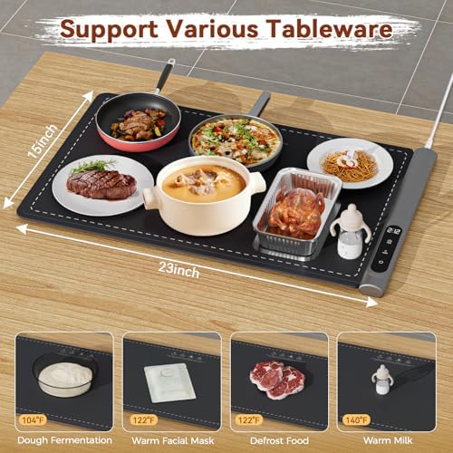 Newise Warming Mat for Food, Electric Warming Tray, 6 Temp - Image 5