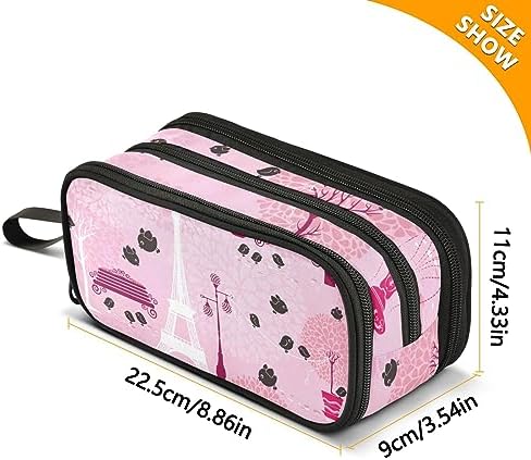 ZAZYXTJ Romantic Paris Eiffel Tower Pencil Case Large Capacity Pencil Pouch - Image 3