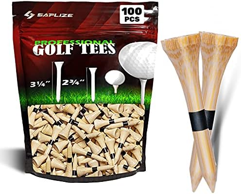 SAPLIZE Bamboo Golf Tees Pack of 100 or 150, Four Size Options, Stable and by SAPLIZE