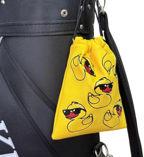 Duck Golf Valuables Pouch Leather Golf Tee Pouch Ball Bag W/ Drawstrings - Image 3