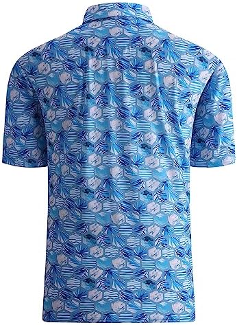 Alex Vando Mens Golf Shirt Moisture Wicking Print Performance Polo Shirt - Image 2