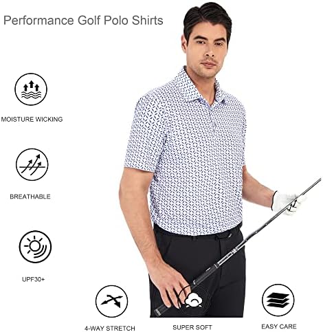 Alex Vando Mens Golf Shirt Moisture Wicking Print Performance Polo Shirt - Image 5