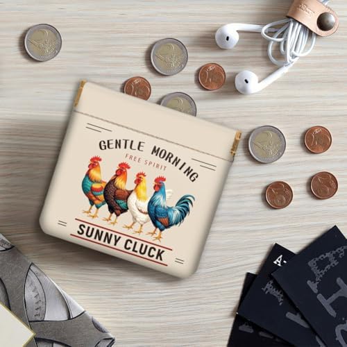 Peacoblue Chicken Coin Purse, PU Leather Squeeze Pouch 4PCS - Image 6