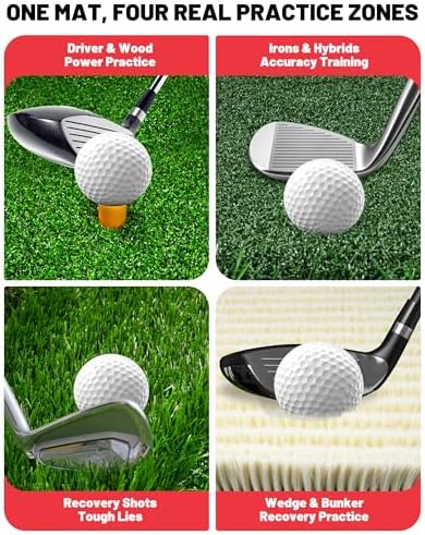4-in-1 Golf Hitting Mat with Fairway, Sand & Tee Turf - Image 3