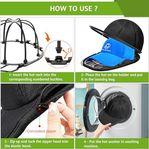 Eiito Hat Washer Cage, 2 Pack Black Ball Cap Washer - Image 3