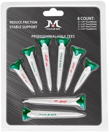 MAZEL Plastic Golf Tees 8 Pack｜Excellent Durability and Stability Plastic Tees by MAZEL