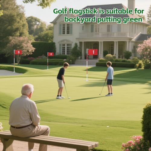 Golf Flagstick for Yard, 5-Section Putting Green Golf Pin Flag, 3 Pack - Image 2