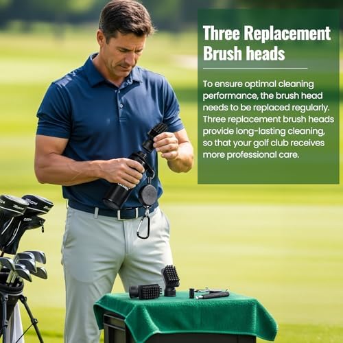 Golf Club Brush Cleaner with Golf Groove Sharpener Tool, 3 Replacement Brush - Image 2