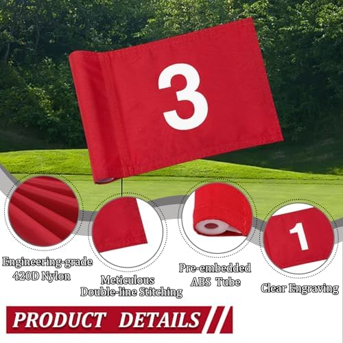 Numbered 1-3 Golf Flag, 8x6 Inch, 420D Nylon - Image 3