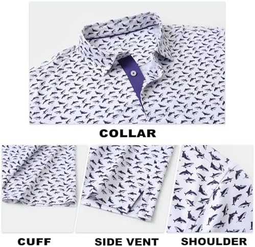 M MAELREG Mens Golf Shirt Short Sleeve Dry Fit Print Moisture Wicking - Image 5
