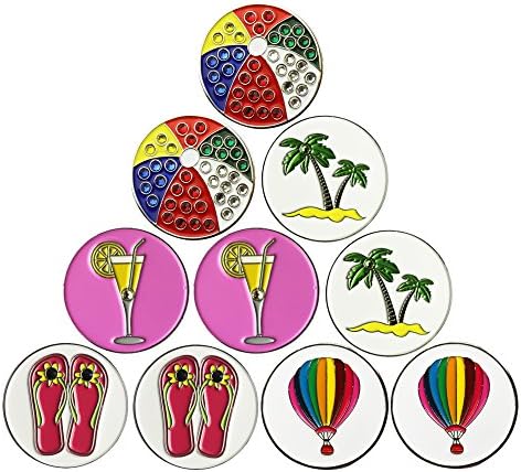 Lot of 10 Golf Ball Markers Assorted Patterns by PINMEI