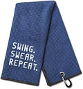 DYJYBMY Swing Swear Repeat Blue Golf Towel, Funny Golf Accessories by DYJYBMY