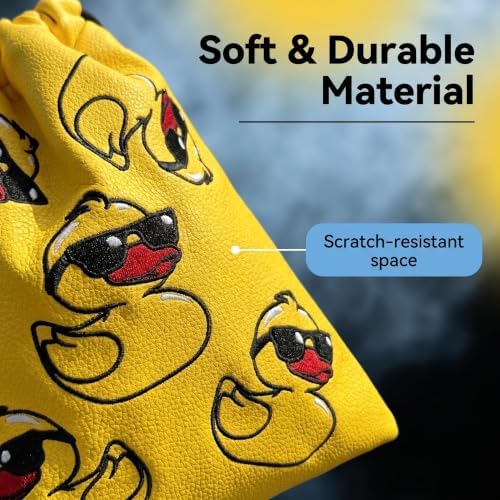 Duck Golf Valuables Pouch Leather Golf Tee Pouch Ball Bag W/ Drawstrings - Image 5