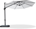 PURPLE LEAF Cantilever Umbrella 10 Feet Round Smooth 360° Rotation White | by PURPLELEAF
