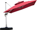 PURPLE LEAF Cantilever Outdoor Umbrella 9' x 9' Square Double Top, Terra | by PURPLELEAF