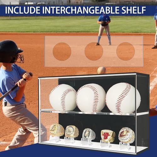 Acrylic Championship Ring & Baseball Dual Function Display Case, Swap Insert - Image 2